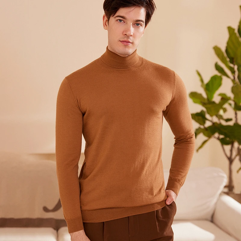 精纺100%羊绒衫男16针高领毛衣商务休闲保暖套头打底衫针织长袖男