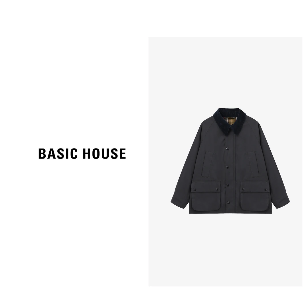 Basic House/百家好秋冬复古时尚翻领简约百搭棉服-B0625B5PNL2