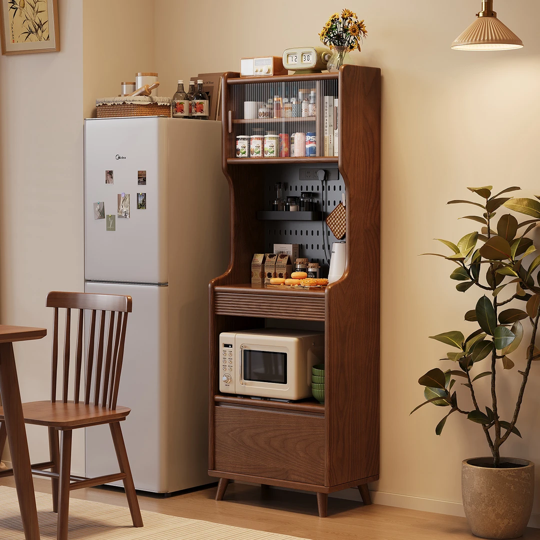 实心实木餐边柜咖啡柜小户型厨房一体靠墙储物柜家用置物柜茶水柜