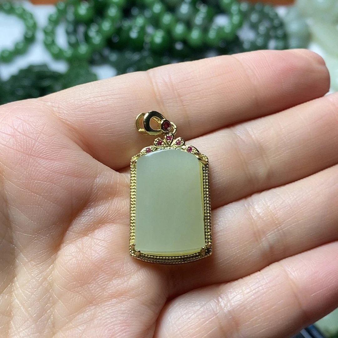 吊坠(不含链)银S925镶嵌和田玉