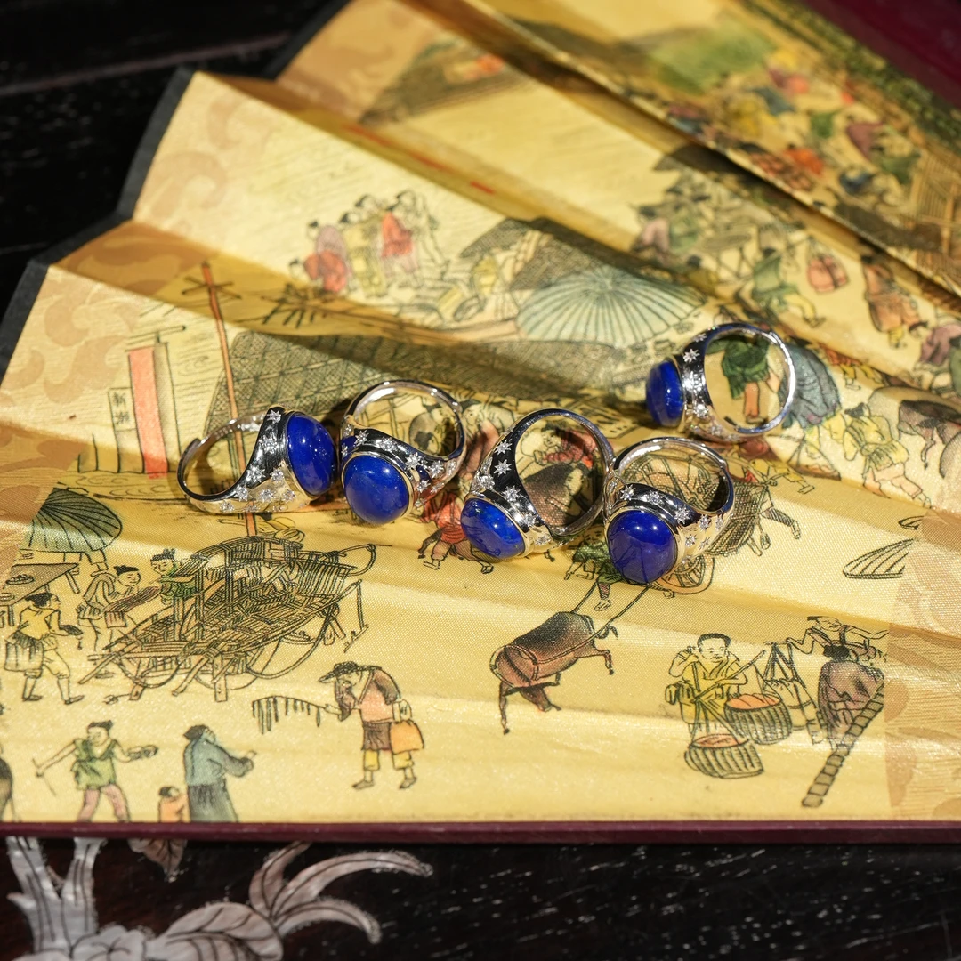 3.8香港王老板 -青金石镶嵌戒指多样性发一9t14