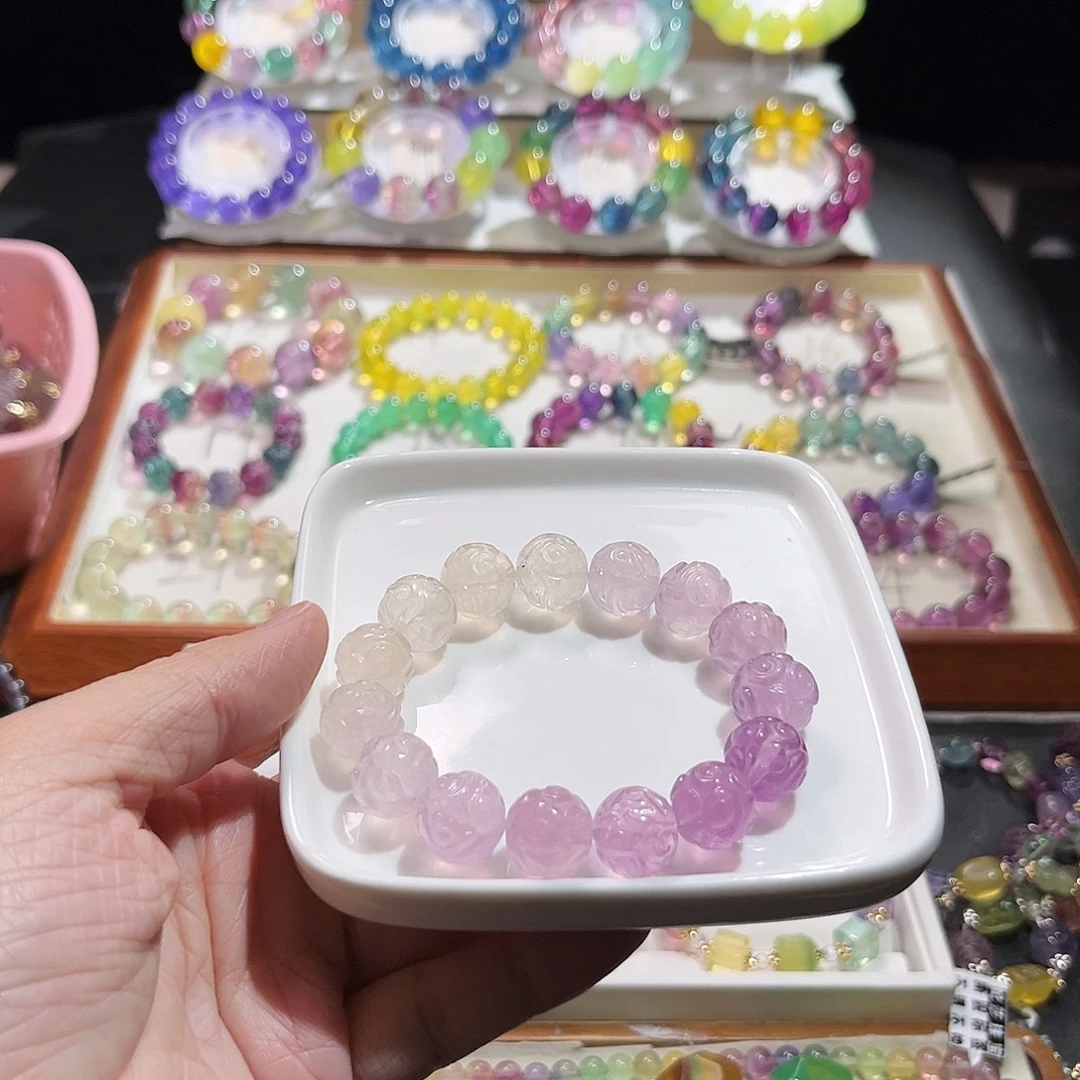 未镶嵌萤石手串仙女色回纹珠13咪