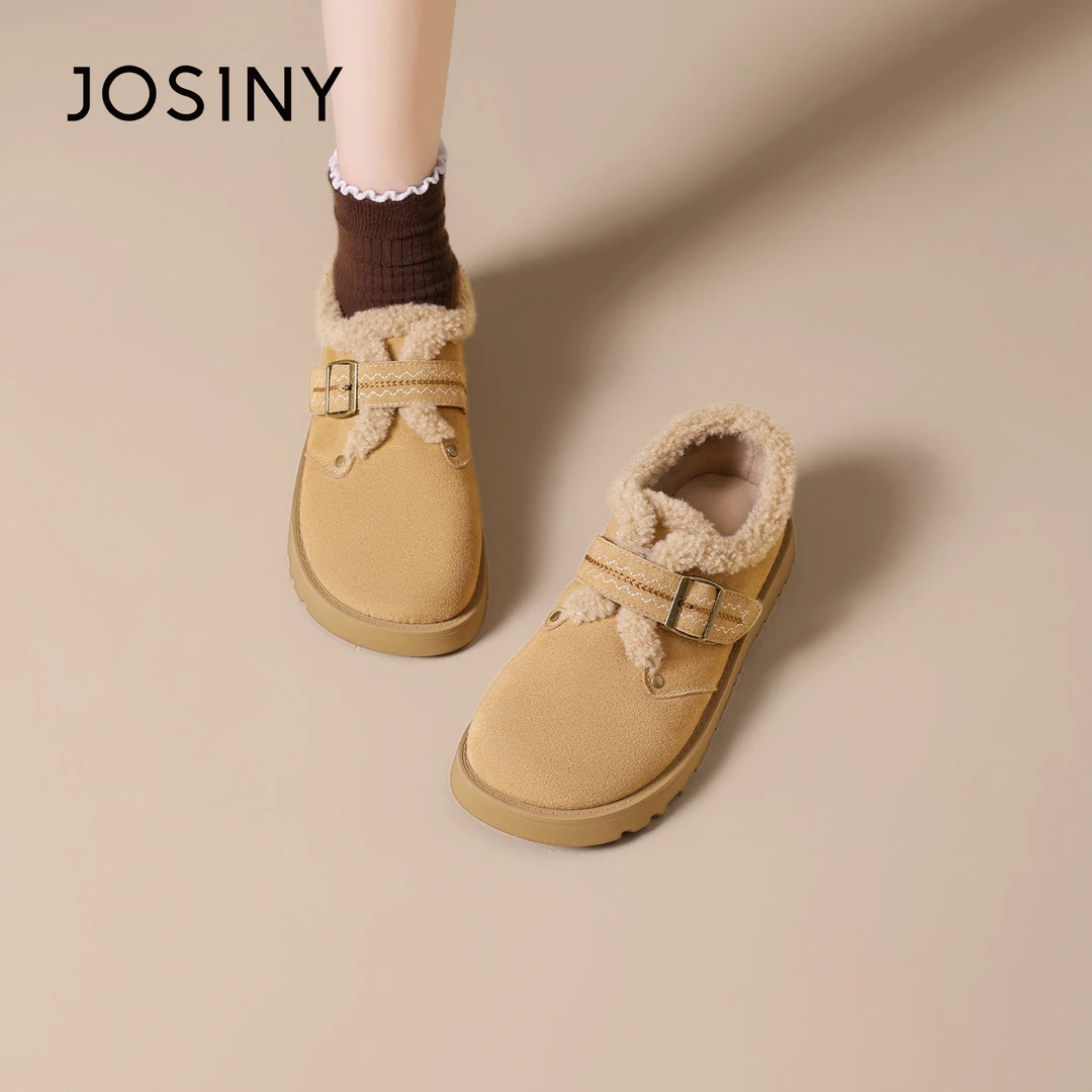 卓诗尼2025冬保暖加绒毛毛鞋女软底休闲时尚舒适雪地靴581A23765