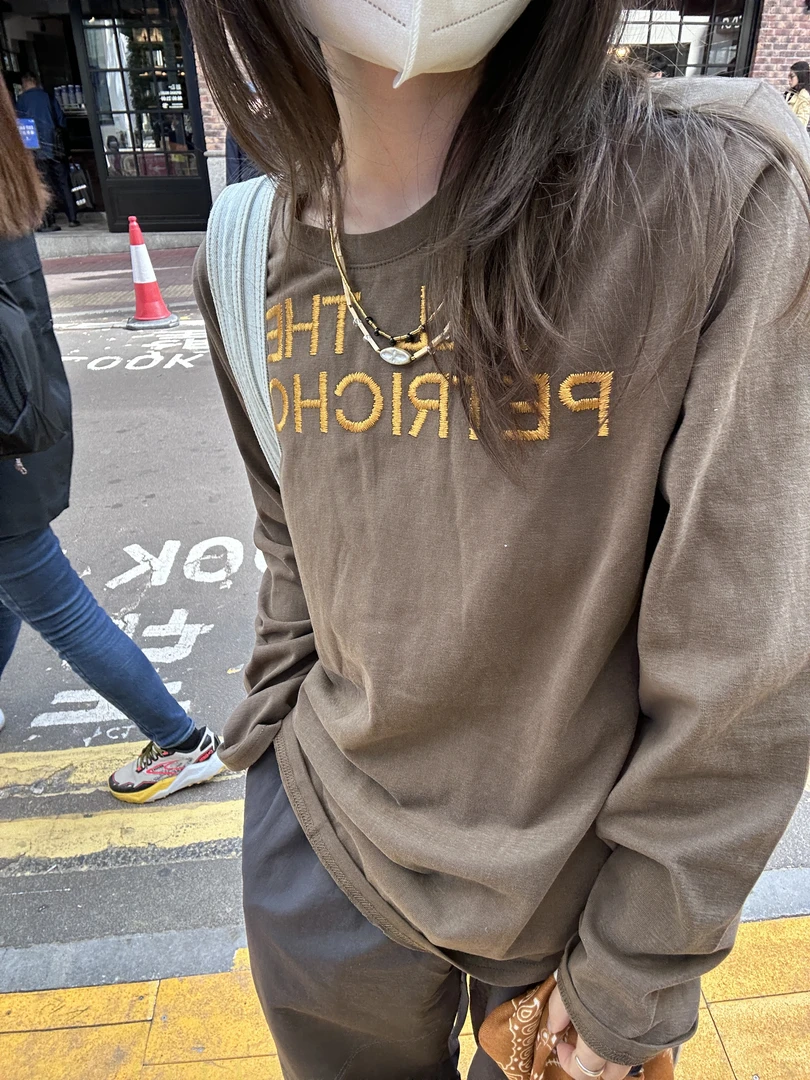 【ZHANGDAYUN】367# Ins刺绣撞色字母t