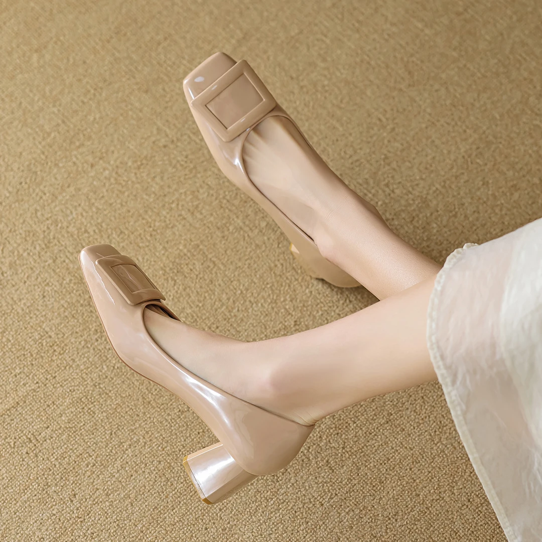 9806-8法式高跟鞋女方头脚蹬工作鞋浅口气质通勤单鞋