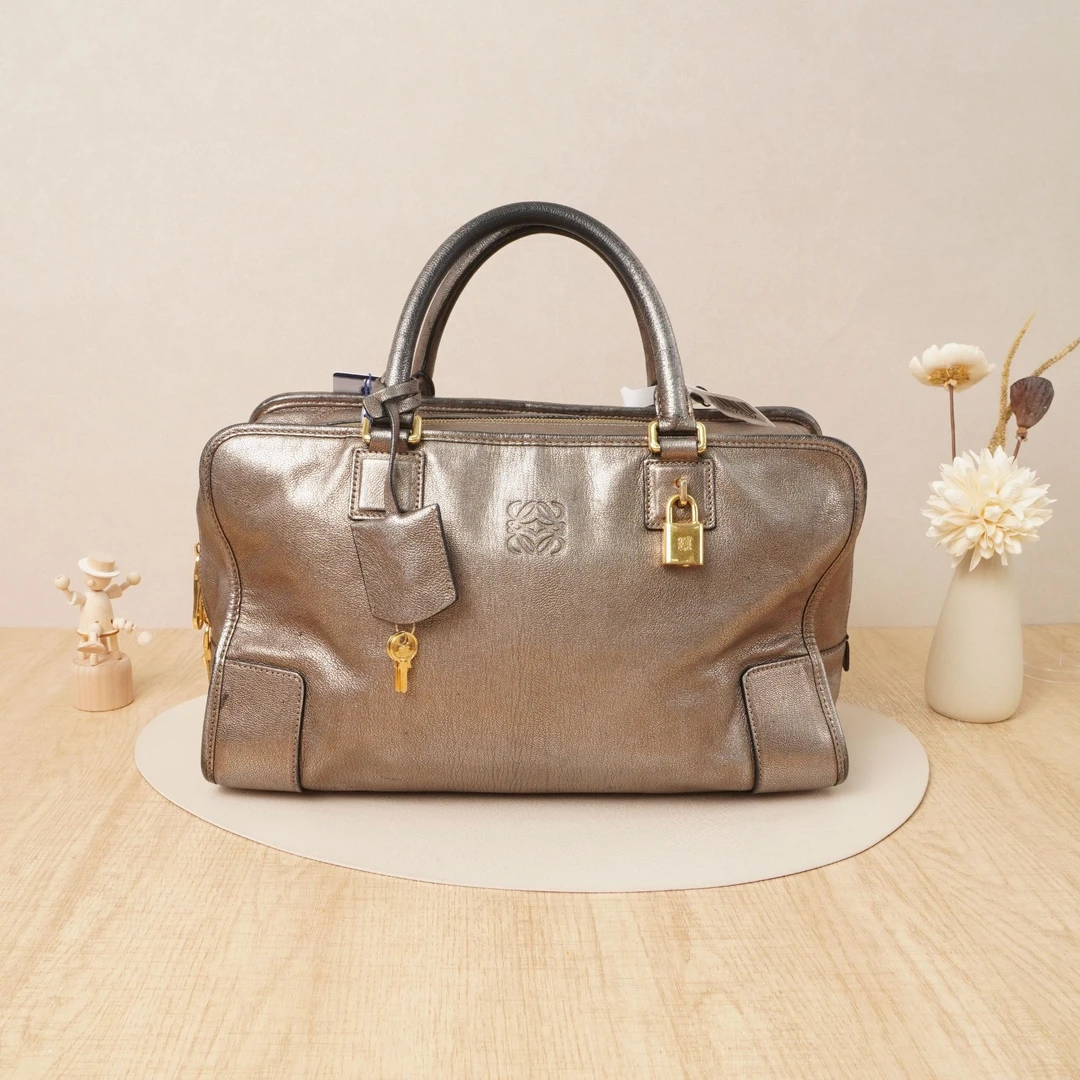 95新 LOEWE/罗意威 罗意威amazona手提包浅金色/DS029132