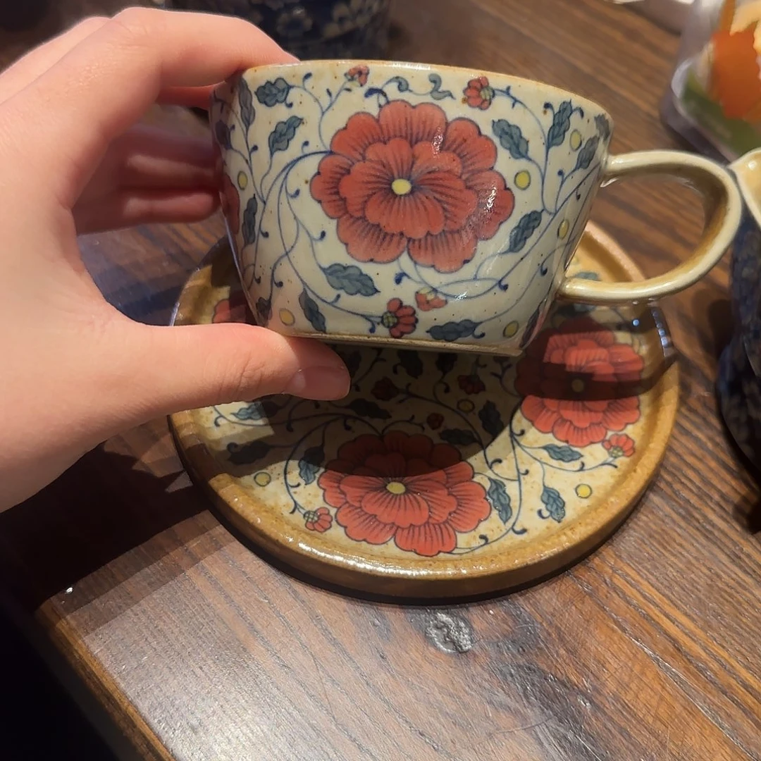 手绘马年大吉果盘邵科老师釉下五彩咖啡杯 沐石