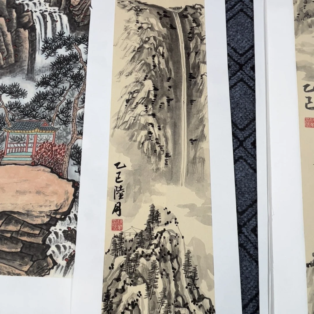 老***A国画三尺对开山水作品