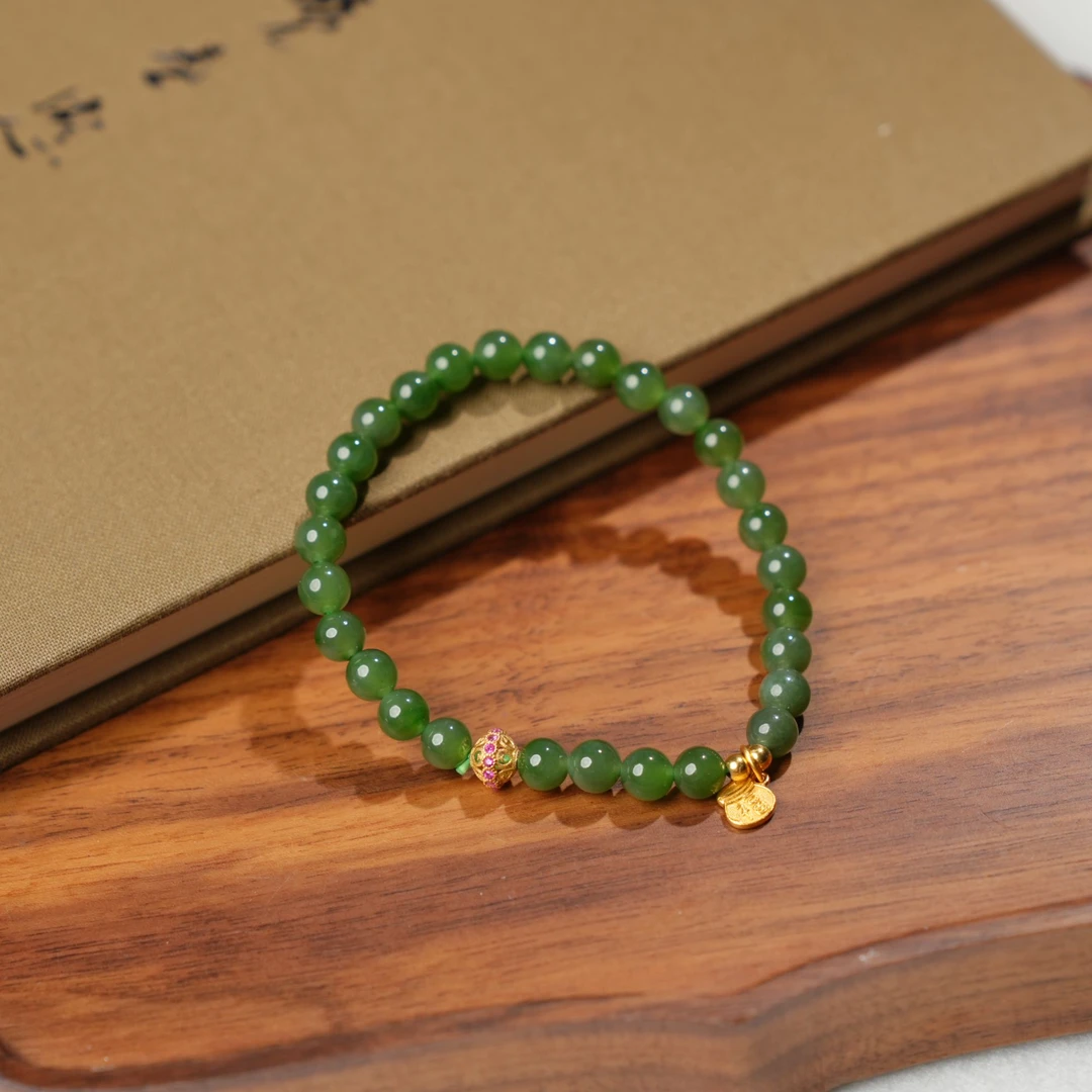 【小池专属】S925和田玉碧玉手串 6mm ZLX0348