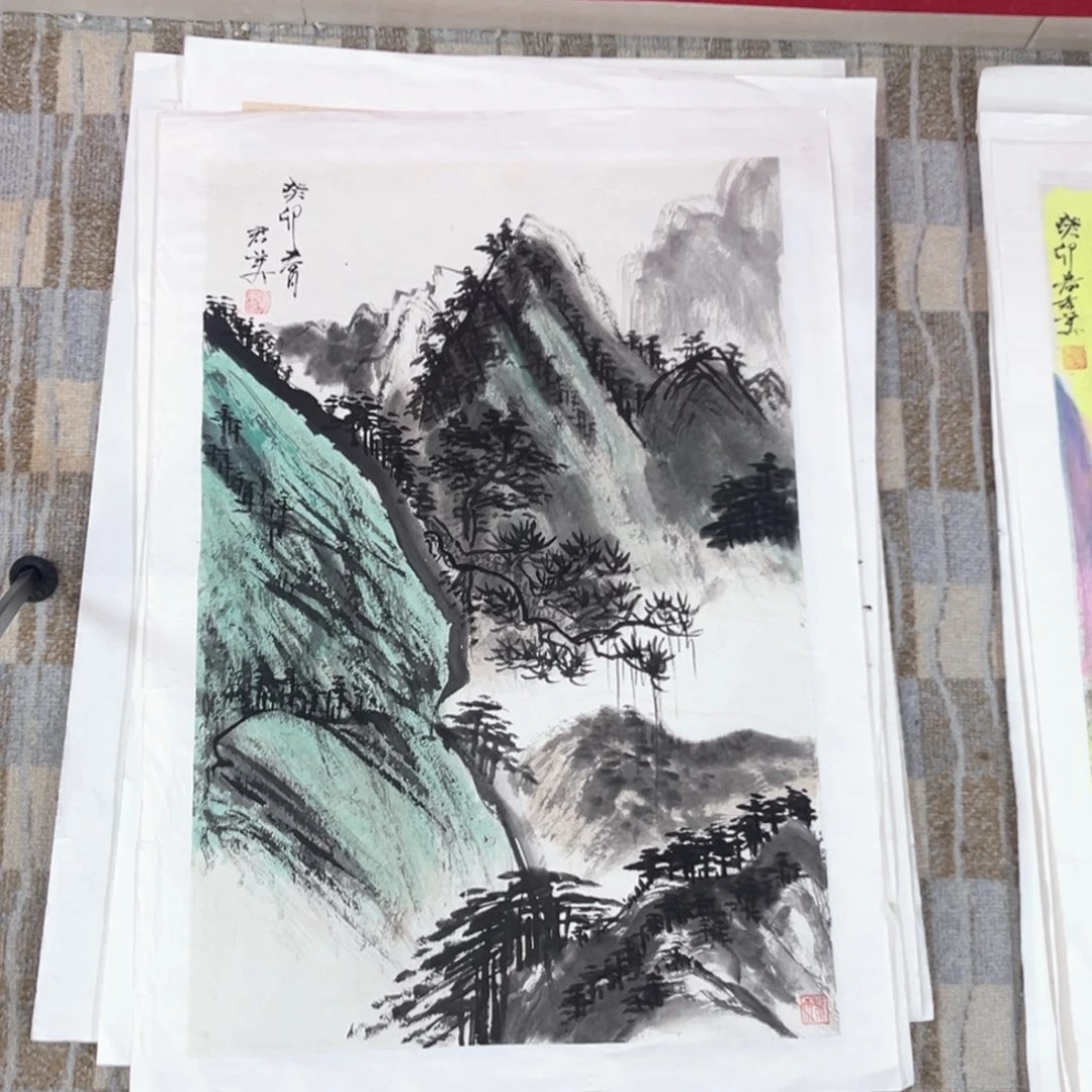 那****国画李君美老师四尺三开山水作品赵1
