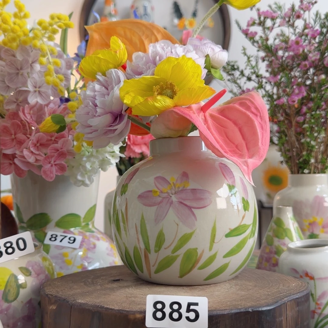 摆件景德镇陶瓷纯手绘小花瓶摆件