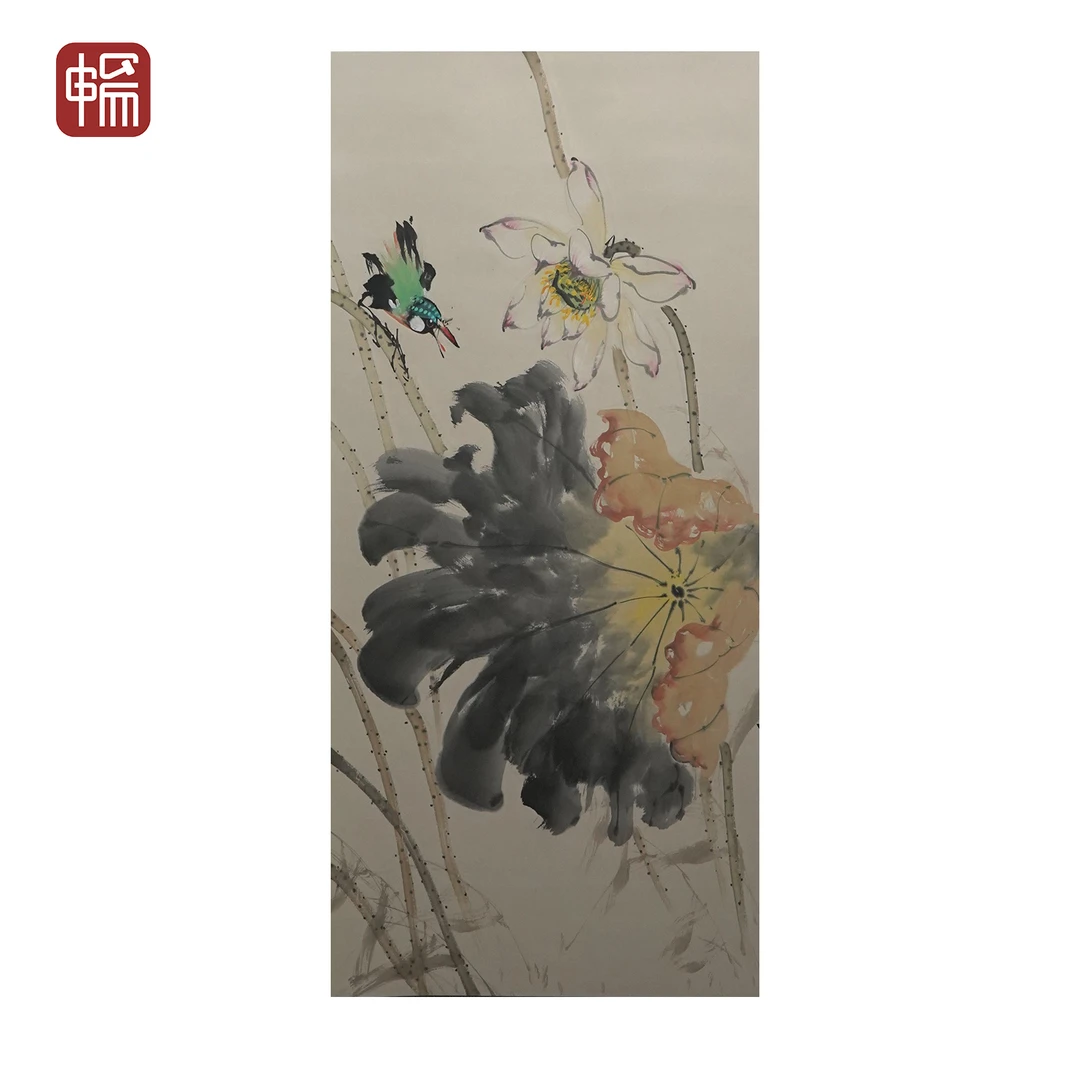 B187 1992年作《彩荷图》赵叔仪  98*51(4.49) 纸本立轴 YQ