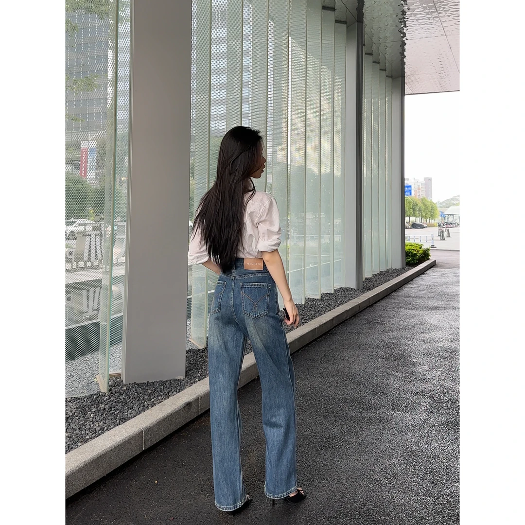 阔腿牛仔裤女款爆款2025新款高腰显瘦宽百搭洋气松垂感直筒拖地裤