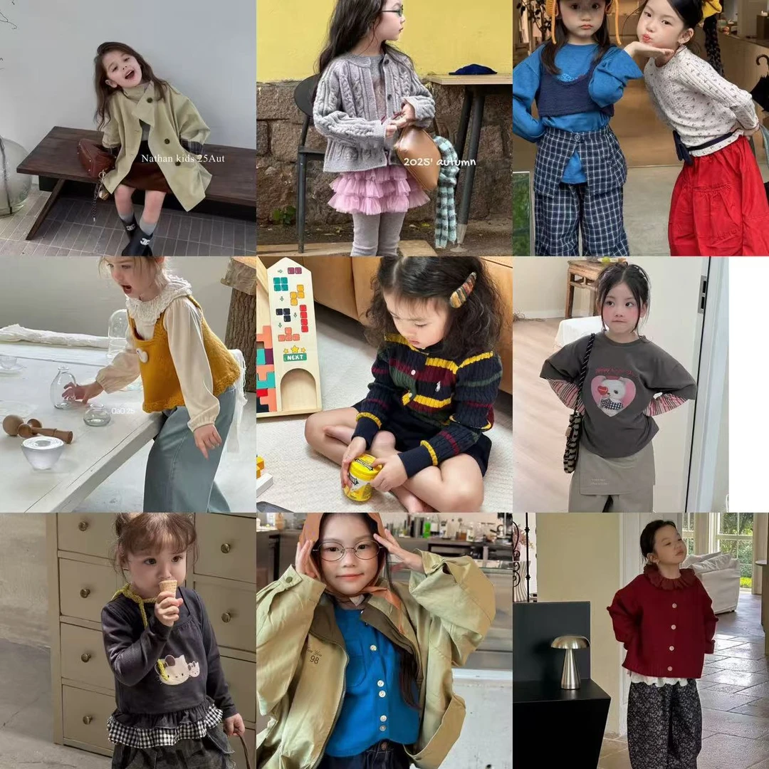 (76-140) 米语25秋季女童韩版上衣裤子套装