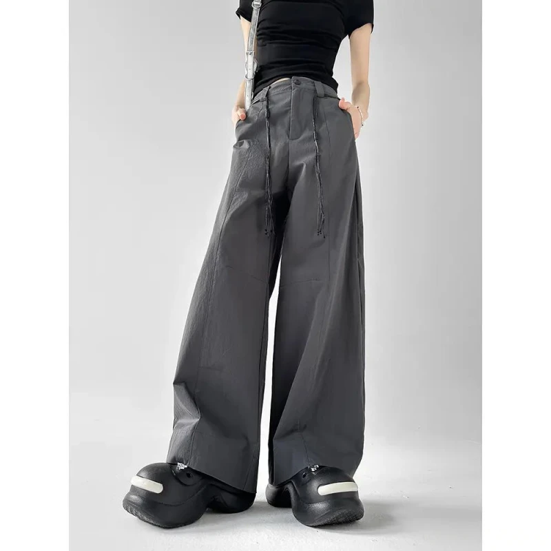 2025夏季时尚轻薄显瘦休闲高端直筒新款拖地垂感宽松百搭阔腿裤女