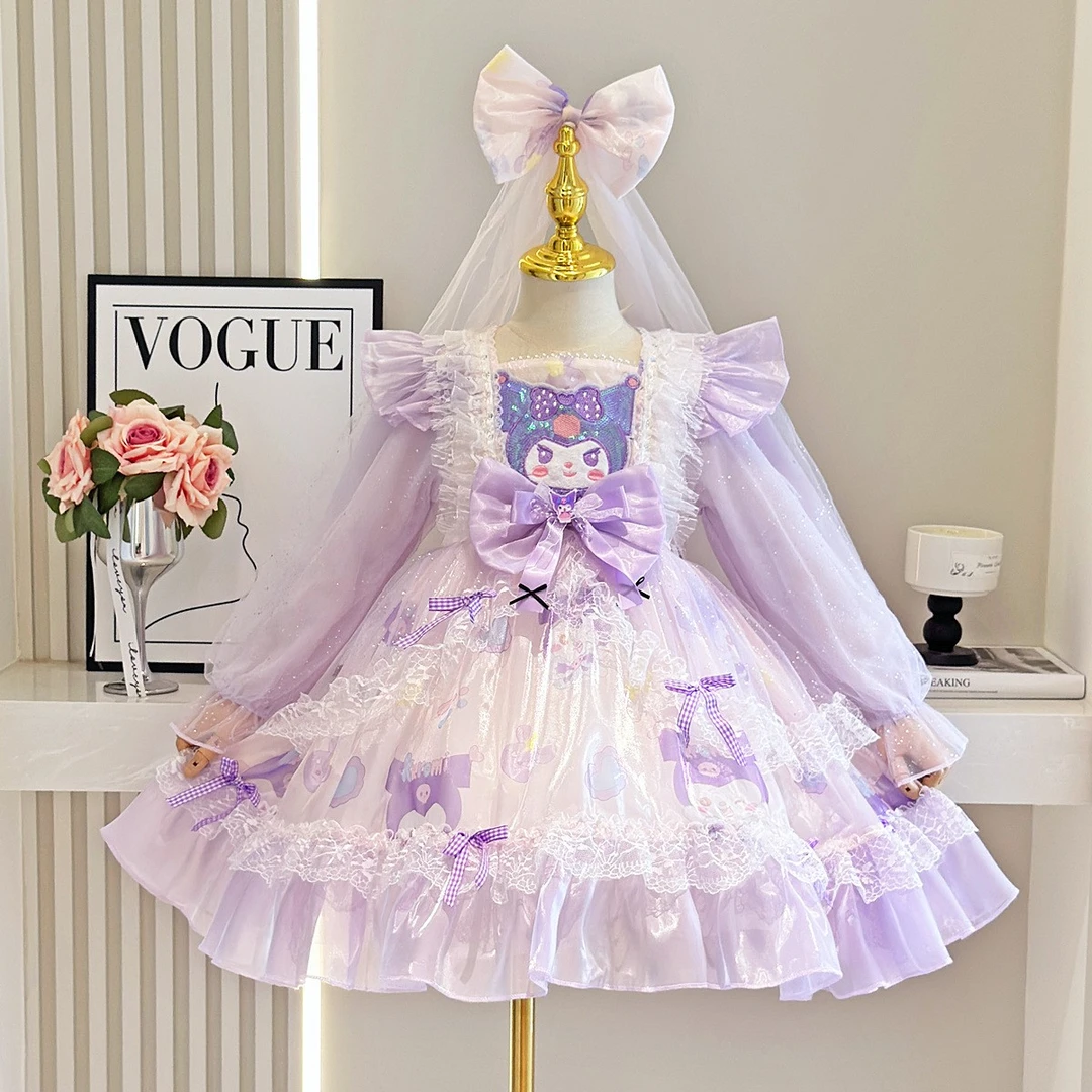 库洛米公主裙女童长袖连衣裙小女孩礼服裙子洛丽塔蓬蓬纱裙新款秋