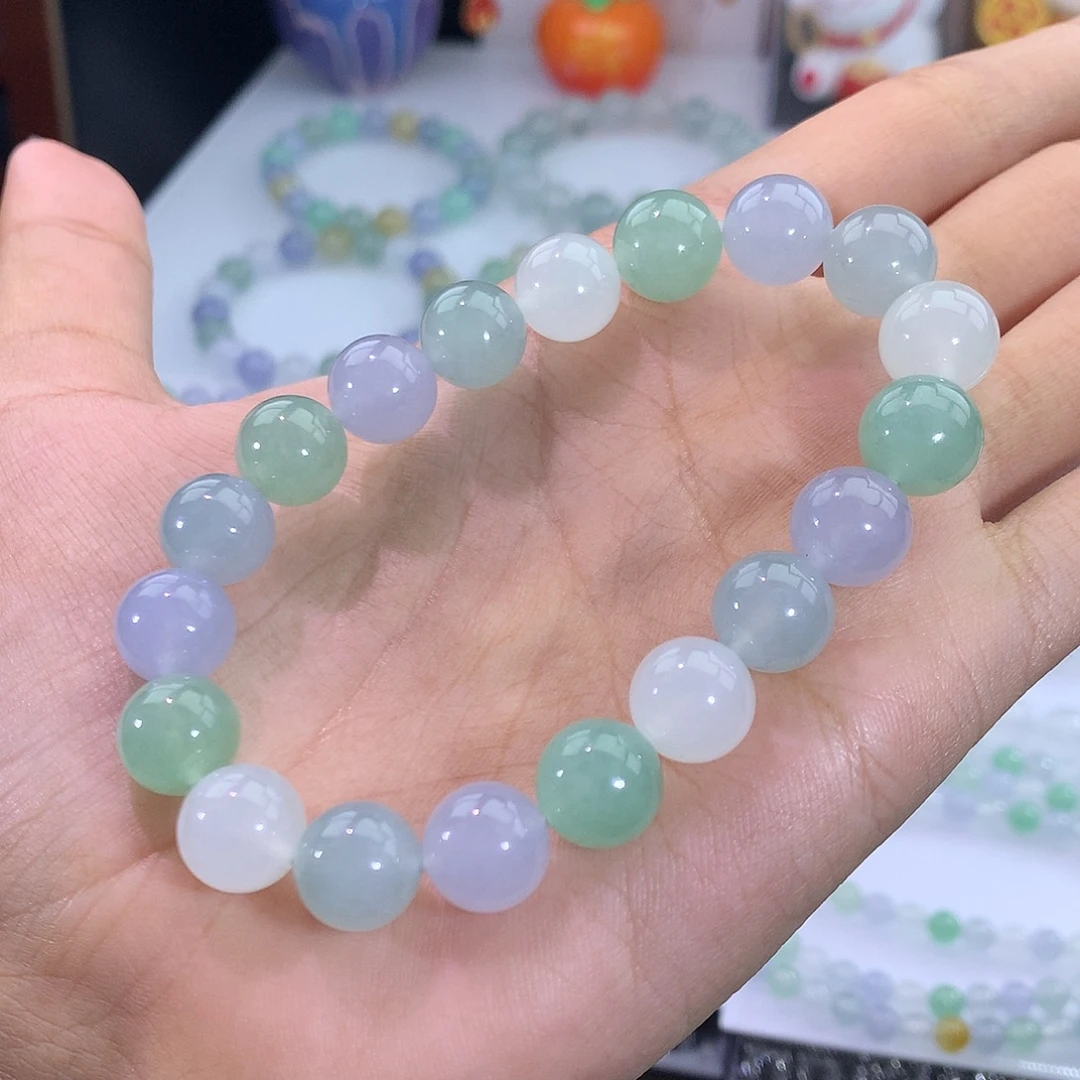 翡翠未镶嵌手链37号 清新马卡龙手串