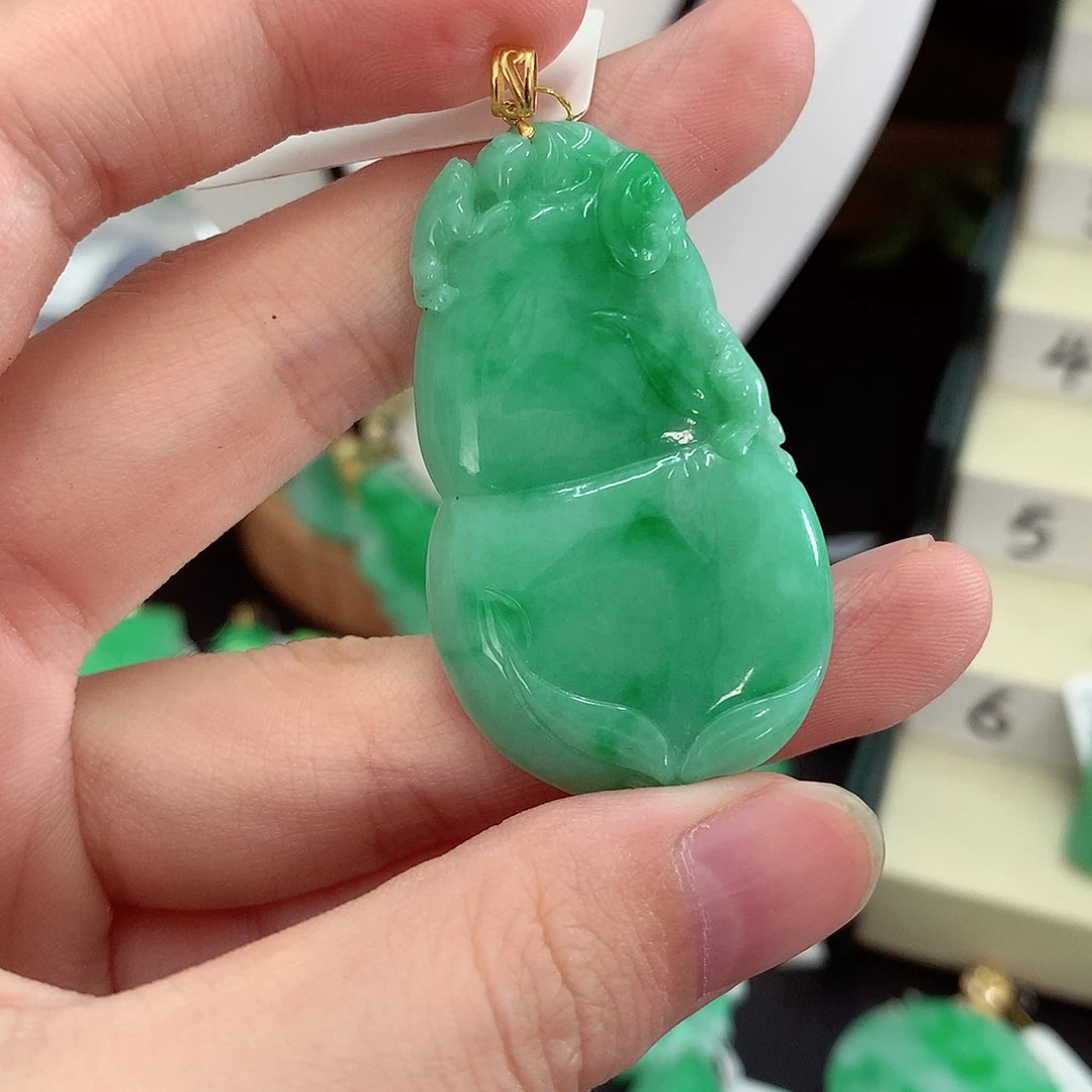 翡翠18K金镶嵌吊坠(不含链)