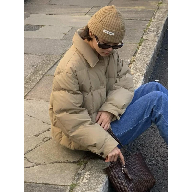 【格纹羽绒服】韩单servic*25秋冬短款羽绒服冬季面包服外套