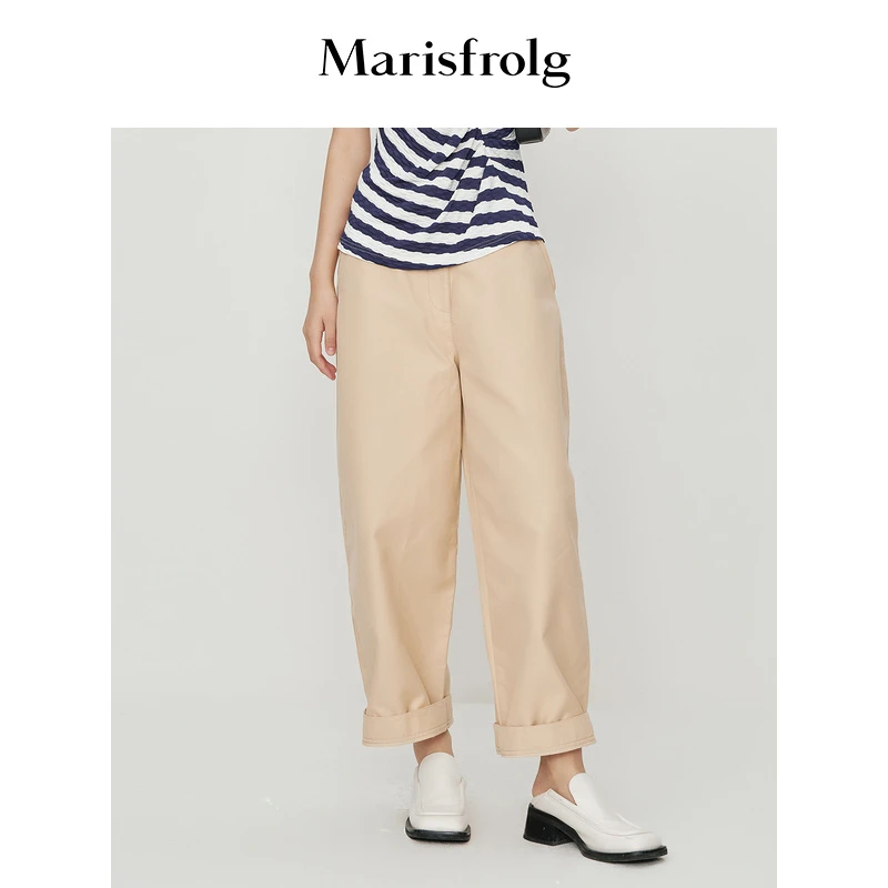 【商场同款新品】Marisfrolg/玛丝菲尔阔腿通勤中腰休闲裤A1BW13515