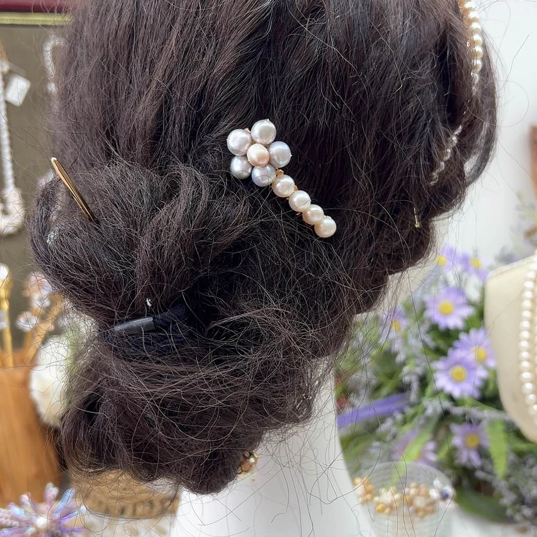 银S925镶嵌淡水珍珠发饰