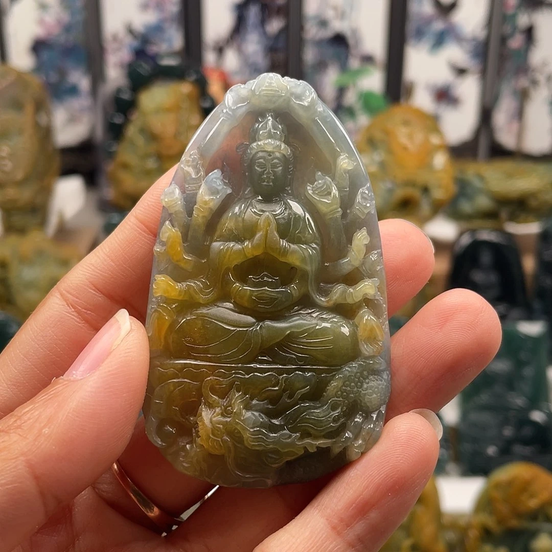 翡翠未镶嵌颈饰天然翡翠a货千手