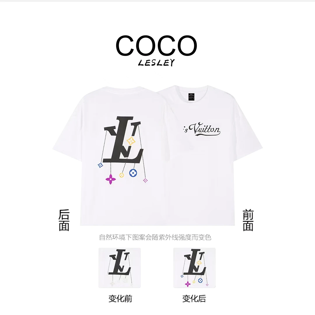 【COCO LESLEY】2025夏季新款重磅纯棉男女同款光变路易T恤短袖A76