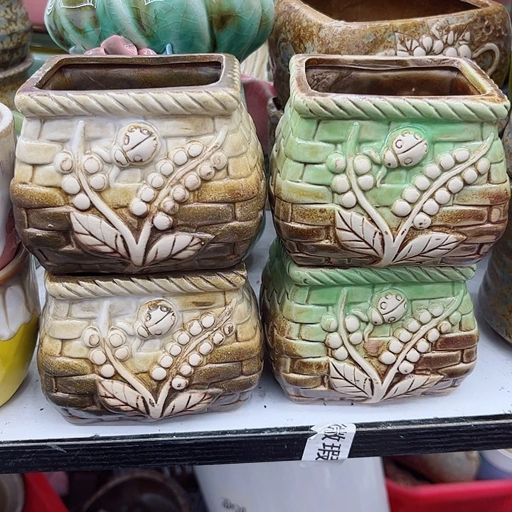 多肉绿植陶瓷花盆9.9包邮，有孔