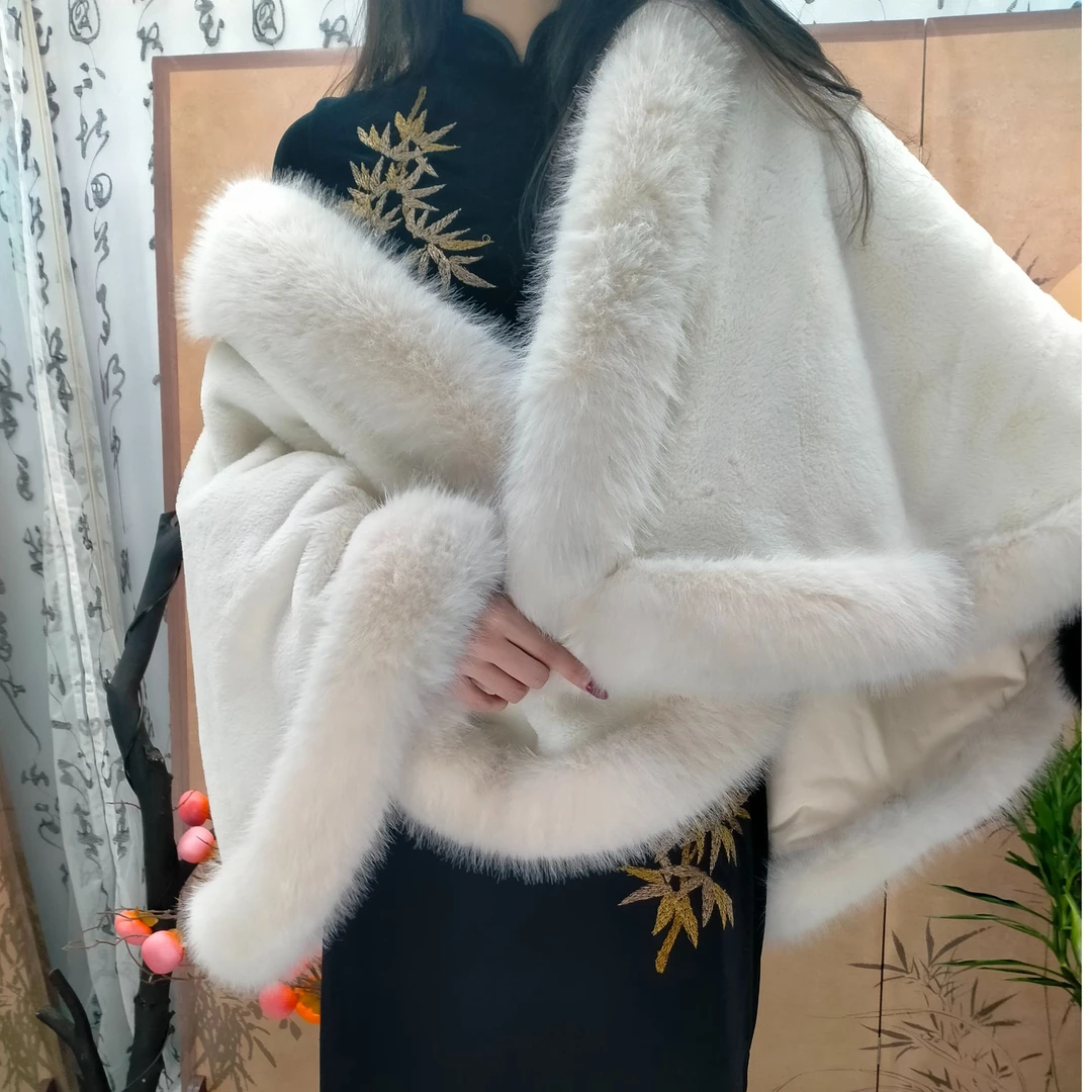 旗袍披肩外搭百搭时尚新中式加厚加绒冬季高端斗篷秋冬保暖女国民