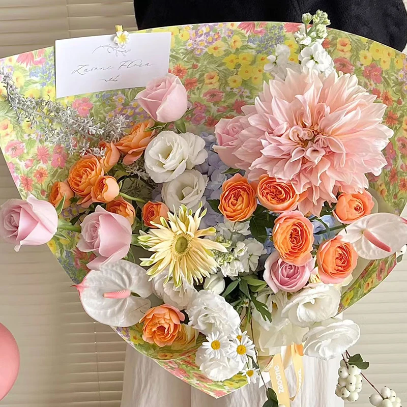 【喜儿】油画风莫奈花园碎花牛皮纸包装纸花束印花纸花艺包装