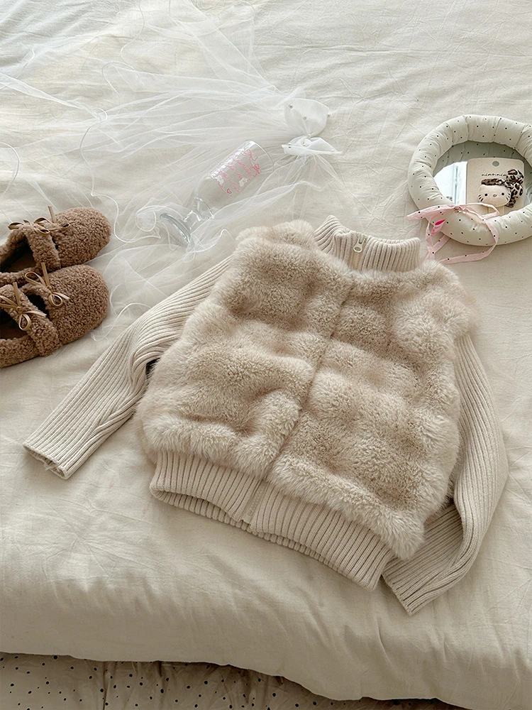 童装女宝毛绒绒棉衣2025新款女童冬季加绒加厚外套