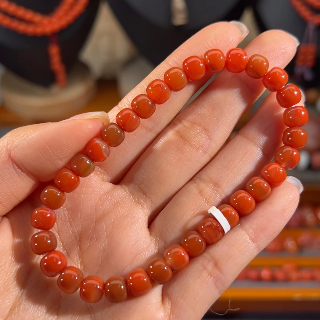 南红玛瑙未镶嵌老型手串6.8mm