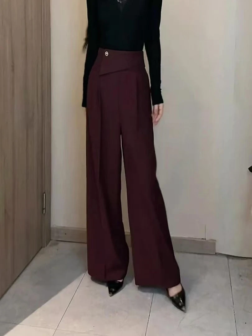 （601-800）时尚显瘦高腰垂感百搭阔腿裤