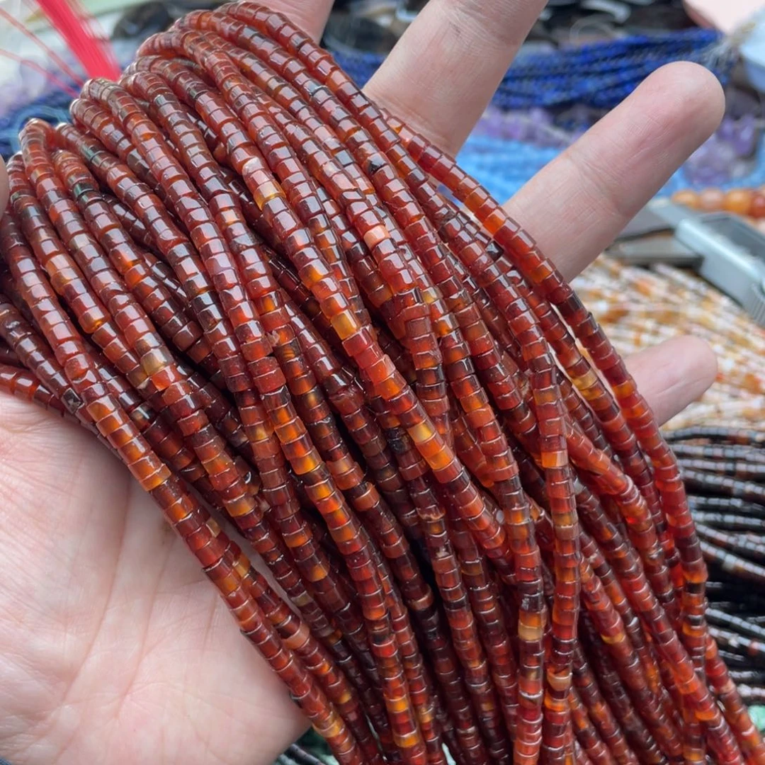 玛瑙/玉髓珠宝半成品未镶嵌一条装4mm红玛瑙直切隔片