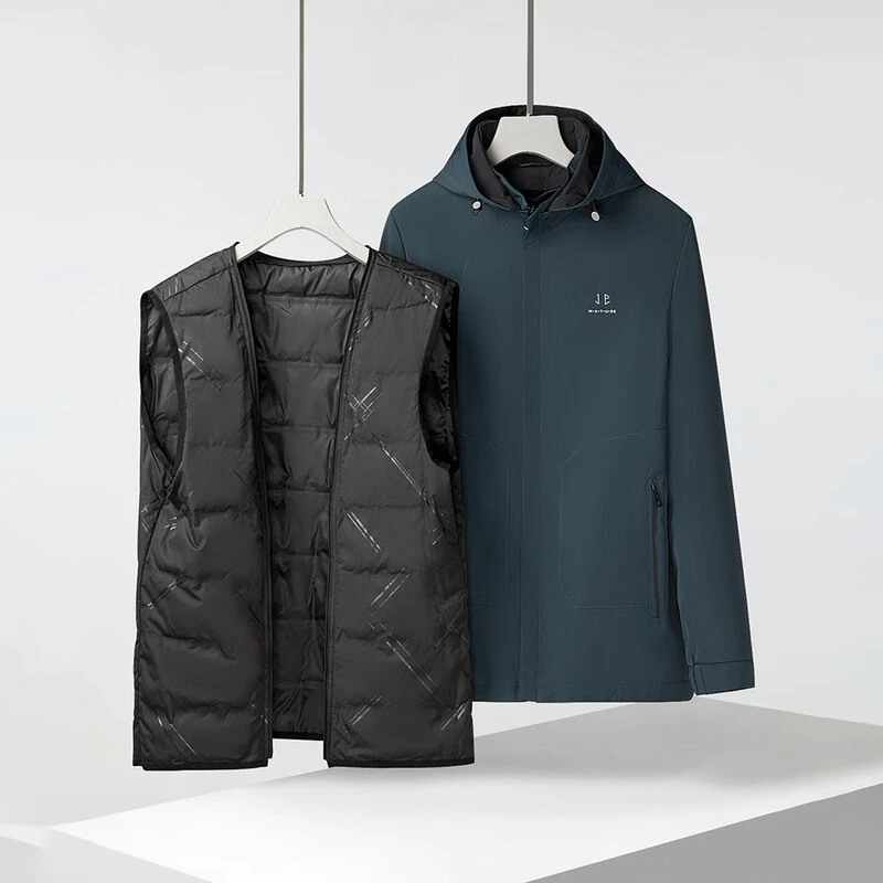 撤柜男士休闲棉服可拆卸内胆绵羊毛填充秋冬连帽轻薄款保暖外套