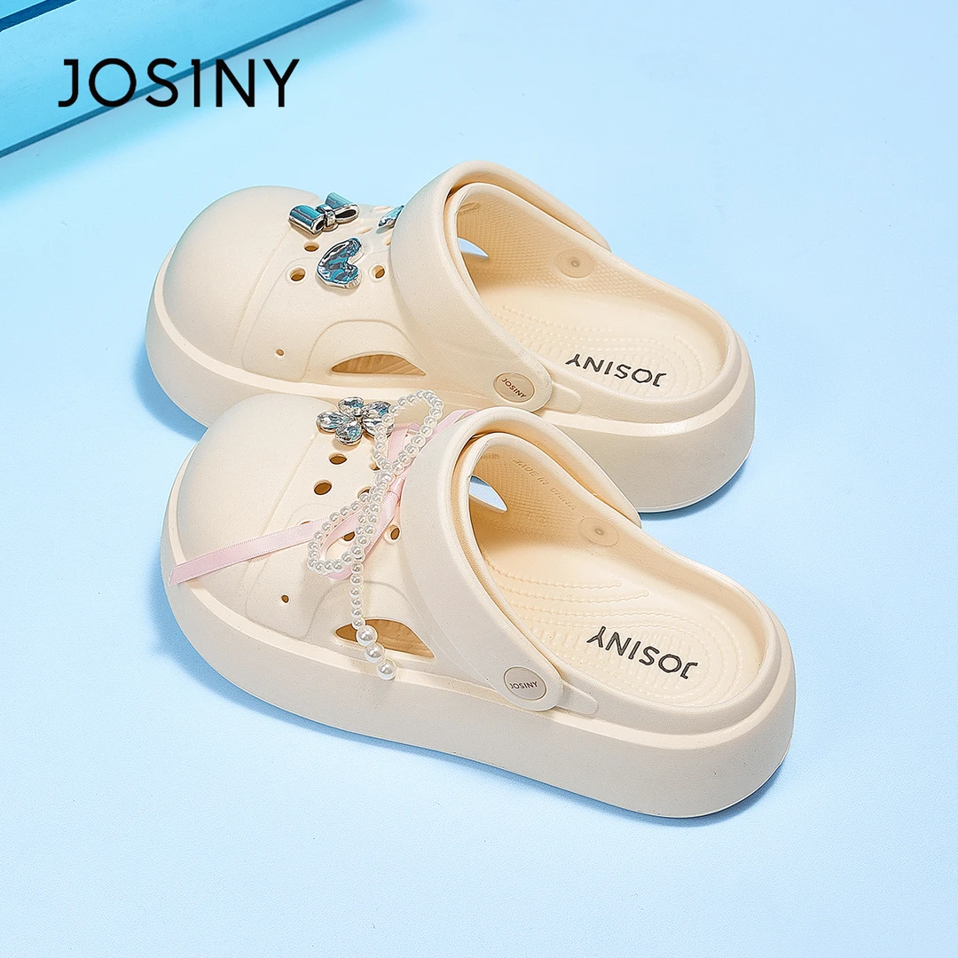 卓诗尼厚底洞洞鞋女2025年夏季新款增高沙滩鞋外穿包头拖两穿凉鞋