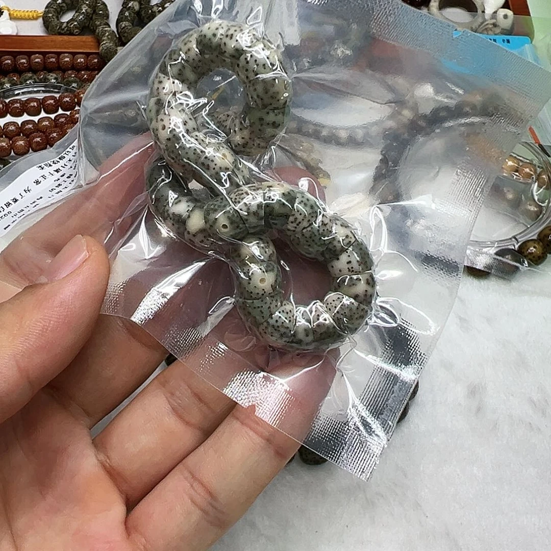 星月菩提手串27荣耀糯冰绿石玉星月菩提单圈猪大肠10