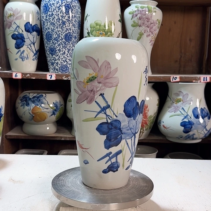 瓶大萝卜青花荷花新款陶瓷陶瓷