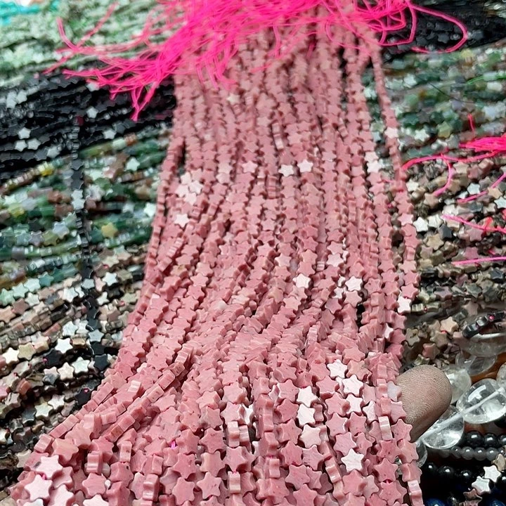 玛瑙/玉髓珠宝半成品未镶嵌一条6mm红文星星