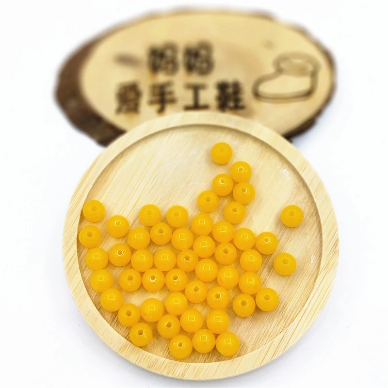DIY手工材料串珠饰品配件 8mm果冻色 带孔散珠子彩色仿玉石编织鞋
