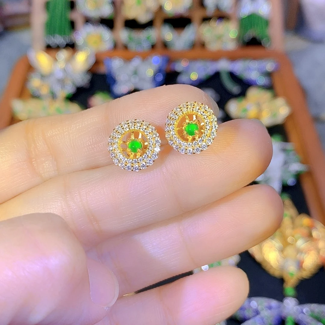 吊坠(不含链)银S925镶嵌翡翠