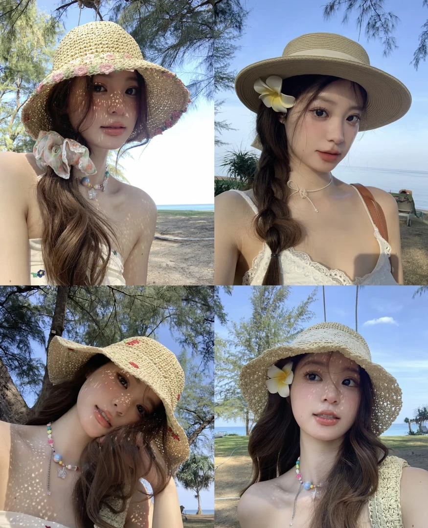 （合集）防晒帽编织大帽檐大头围显脸小草帽夏日系海边沙滩帽子百搭