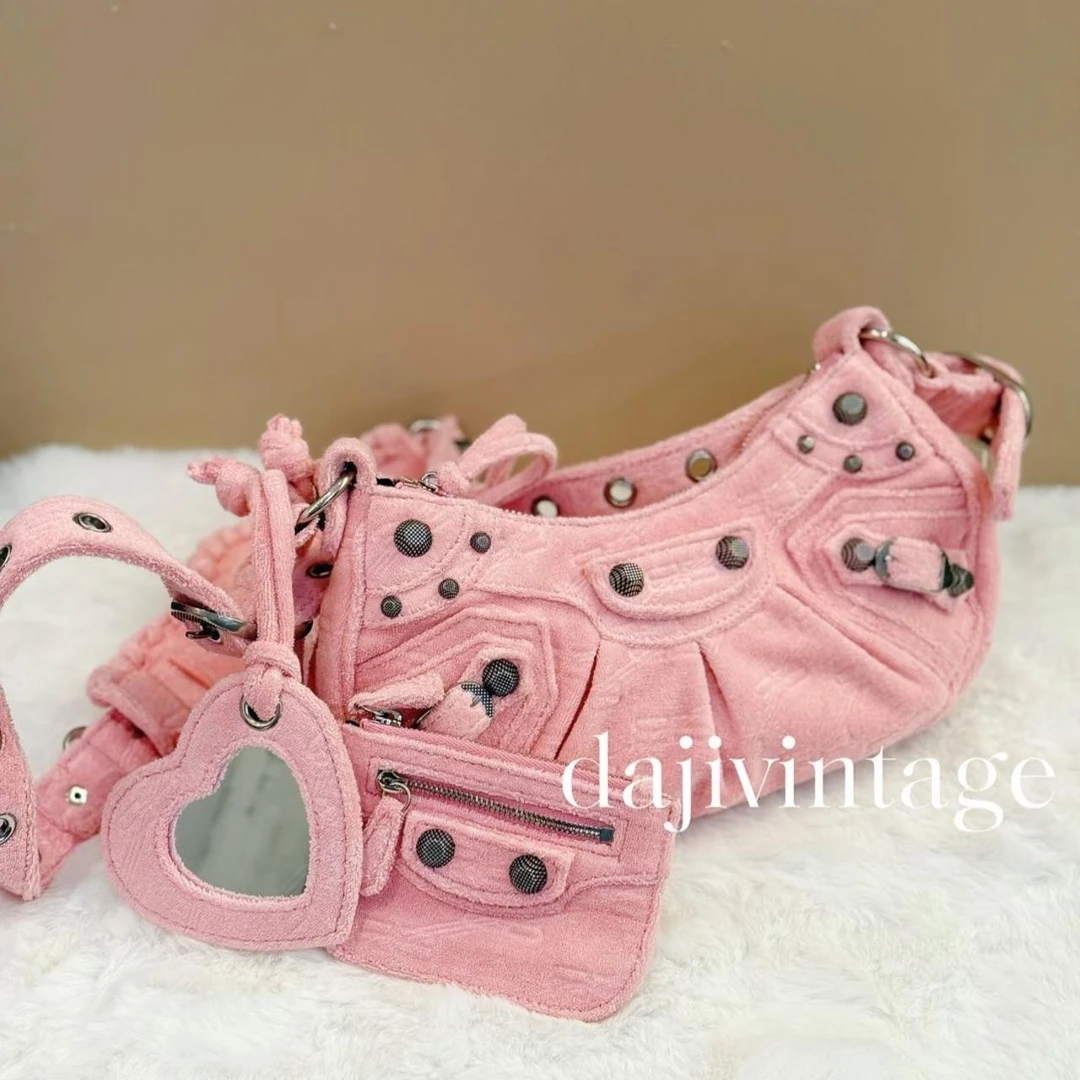 95新 Balenciaga/巴黎世家 大吉中古/巴黎世家Le Cagole粉绒机车