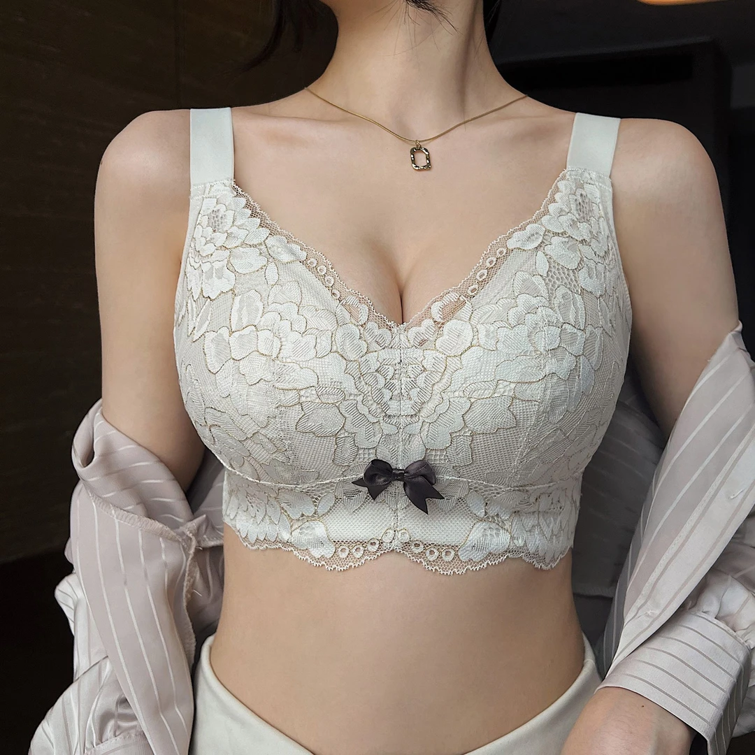 美容院大罩杯内衣女无钢圈收副乳大胸显小防下垂胸罩大码文胸薄款