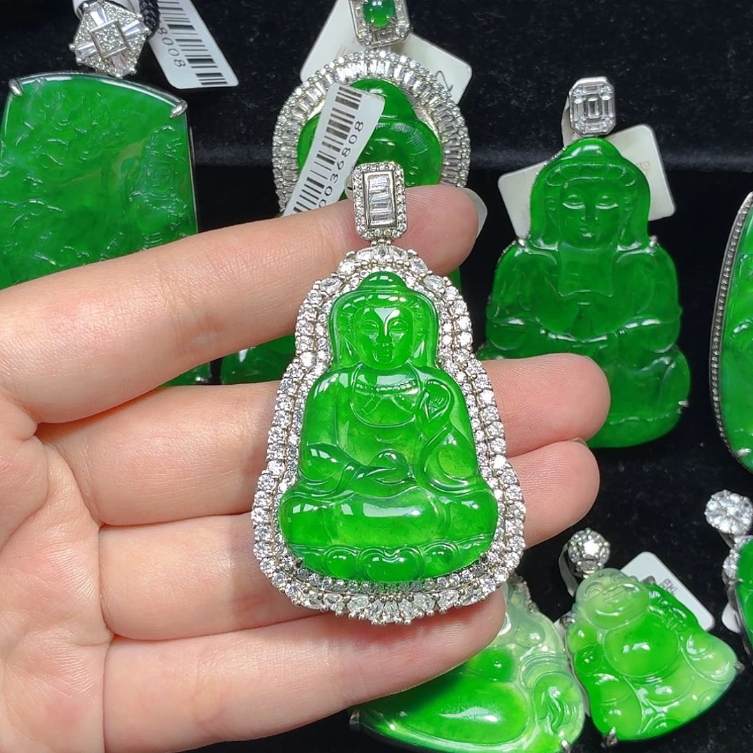 翡翠银S925镶嵌颈饰天然A货翡翠