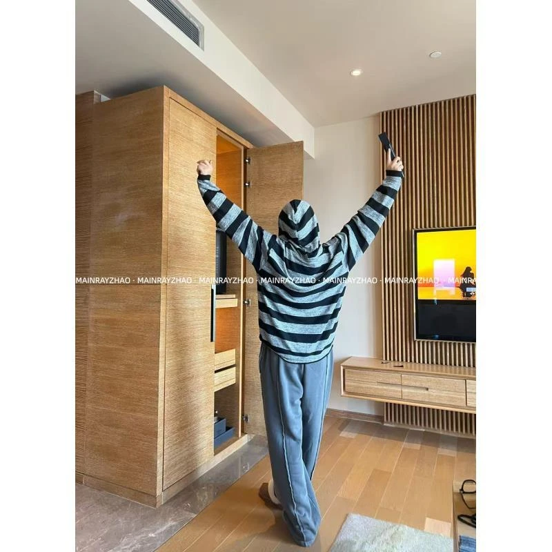 『MAINRAY ZHAO』软糯糯韩系撞色粗条纹休闲百搭磨毛打底