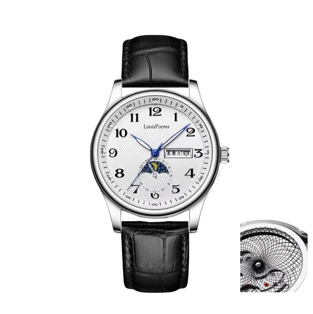 LA5538月相名匠皮带经典男款时尚轻奢百搭日历个性腕表