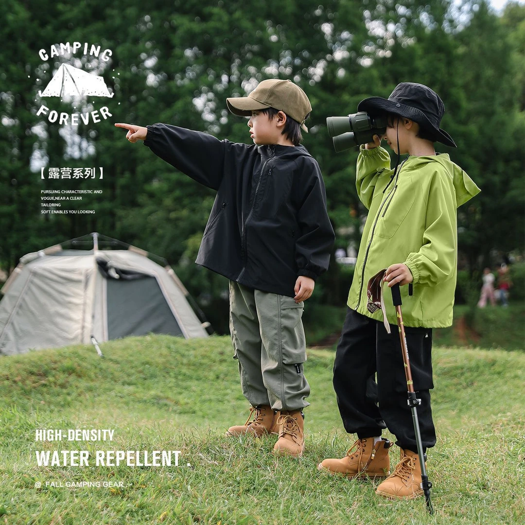 AINI儿童户外防水冲锋衣野营郊游外套春秋新款男童洋气中大童外套