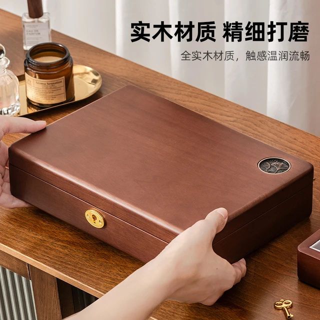 好货结婚五金黄金首饰盒情人节实木高档精致珠宝耳环项链大容量收