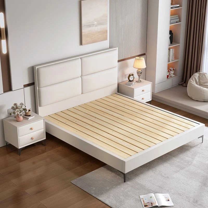 实木双人床主卧简约现代床卧室出租房单人床软包床出租屋简易大床